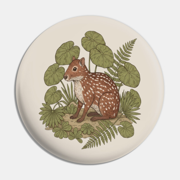 Paca with Ferns and Tropical Ground Leaves Pin by BirdsnStuff