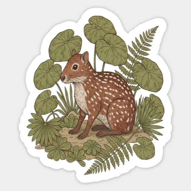 Paca with Ferns and Tropical Ground Leaves Magnet by BirdsnStuff