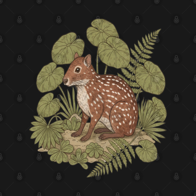 Paca with Ferns and Tropical Ground Leaves by BirdsnStuff