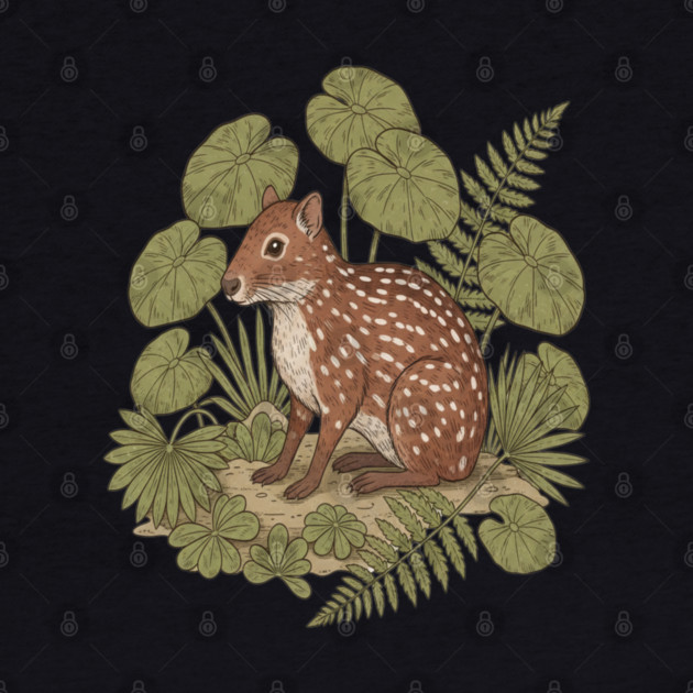 Paca with Ferns and Tropical Ground Leaves by BirdsnStuff
