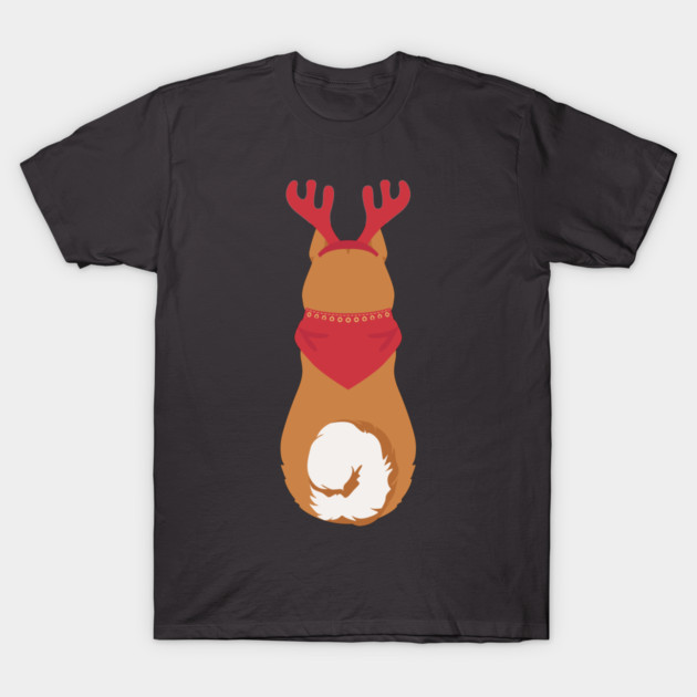 Festive Shiba Inu with Antlers T-Shirt by JunkyDotCom
