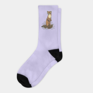 Pine Marten with Fallen Forest Cones Socks