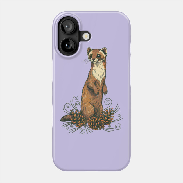 Pine Marten with Fallen Forest Cones Phone Case by BirdsnStuff