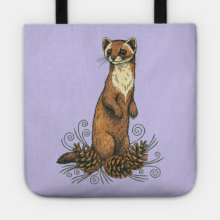Pine Marten with Fallen Forest Cones Tote