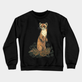 Pine Marten with Fallen Forest Cones Crewneck Sweatshirt