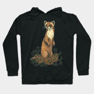 Pine Marten with Fallen Forest Cones Hoodie