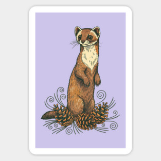Pine Marten with Fallen Forest Cones Magnet