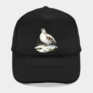 Ptarmigan on Snowy Ground with Winter Grass Hat