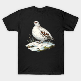 Ptarmigan on Snowy Ground with Winter Grass T-Shirt