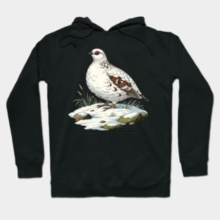 Ptarmigan on Snowy Ground with Winter Grass Hoodie