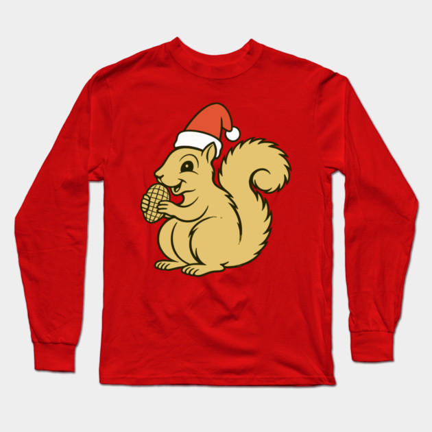 Vintage Christmas Squirrel Santa Long Sleeve T-Shirt by DonWillisJrArt