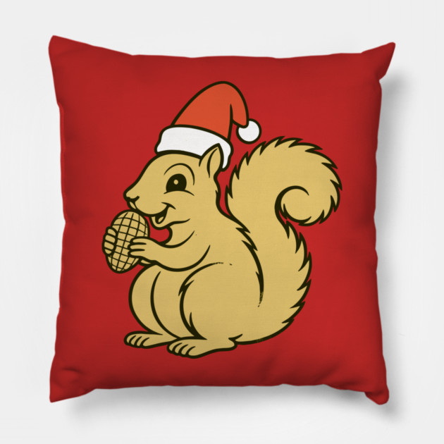 Vintage Christmas Squirrel Santa Pillow by DonWillisJrArt