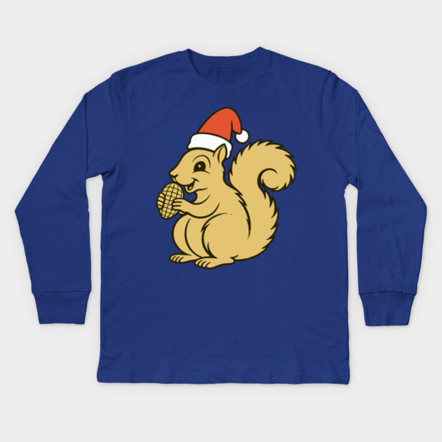 Vintage Christmas Squirrel Santa Kids Long Sleeve T-Shirt by DonWillisJrArt