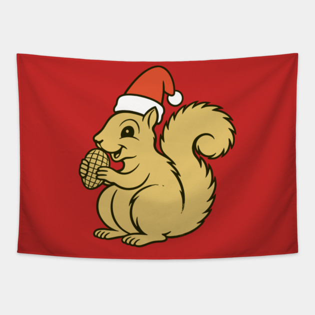 Vintage Christmas Squirrel Santa Tapestry by DonWillisJrArt