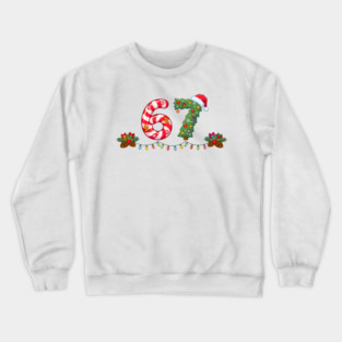 Festive 67 with Candy Cane and Christmas Tree Crewneck Sweatshirt