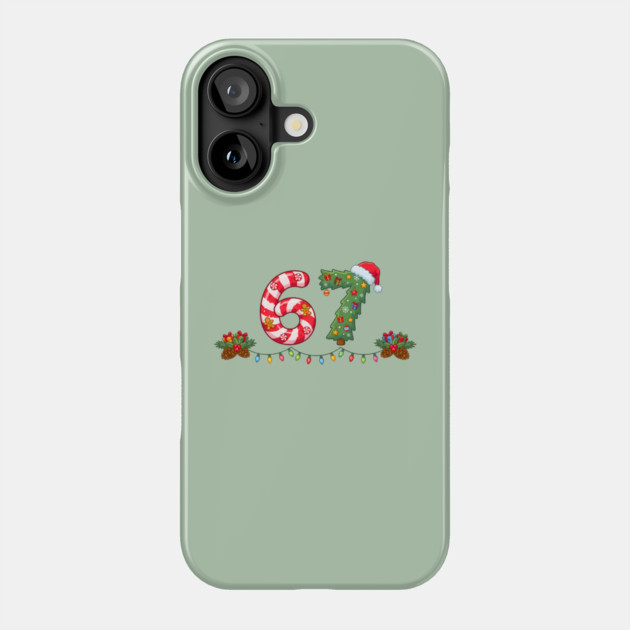 Festive 67 with Candy Cane and Christmas Tree Phone Case by Creatifly Graphic Tees
