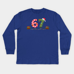 Festive 67 with Candy Cane and Christmas Tree Kids Long Sleeve T-Shirt