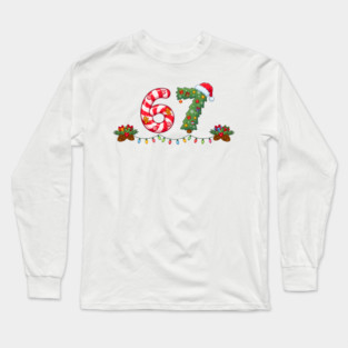 Festive 67 with Candy Cane and Christmas Tree Long Sleeve T-Shirt