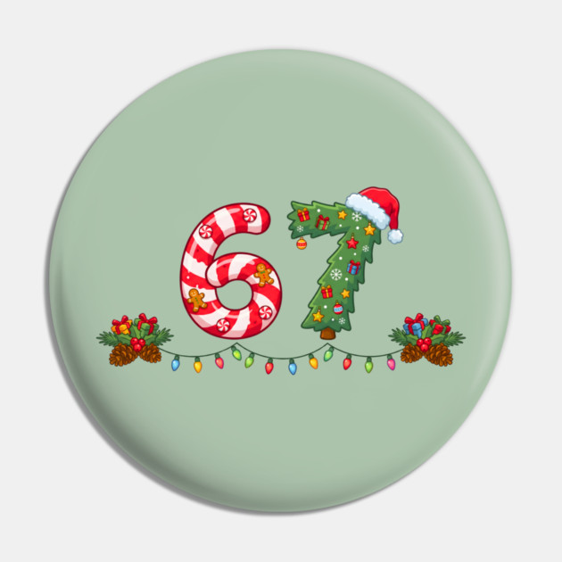 Festive 67 with Candy Cane and Christmas Tree Pin by Creatifly Graphic Tees