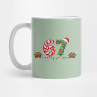 Festive 67 with Candy Cane and Christmas Tree Mug