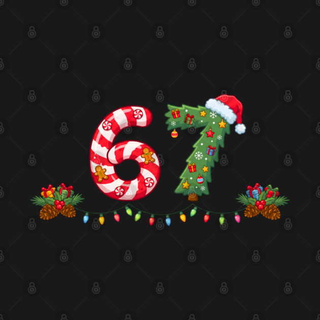 Festive 67 with Candy Cane and Christmas Tree by Creatifly Graphic Tees