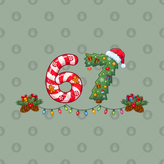 Festive 67 with Candy Cane and Christmas Tree by Creatifly Graphic Tees