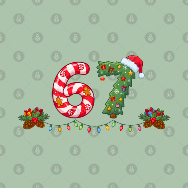 Festive 67 with Candy Cane and Christmas Tree by Creatifly Graphic Tees