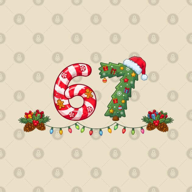 Festive 67 with Candy Cane and Christmas Tree by Creatifly Graphic Tees
