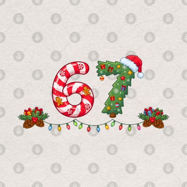 Festive 67 with Candy Cane and Christmas Tree by Creatifly Graphic Tees
