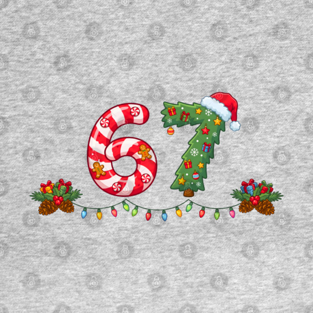 Festive 67 with Candy Cane and Christmas Tree by Creatifly Graphic Tees