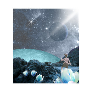 Lady in retro space collage T-Shirt