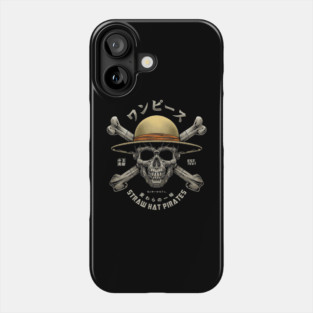 One Piece Luffy Straw Hat Jolly Roger Detailed Mechanical Skull Art Phone Case