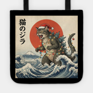 Catzilla Cat Christmas Japanese Tote