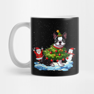 Boston Terrier Merry Christmas Tree Lights Dog Mug