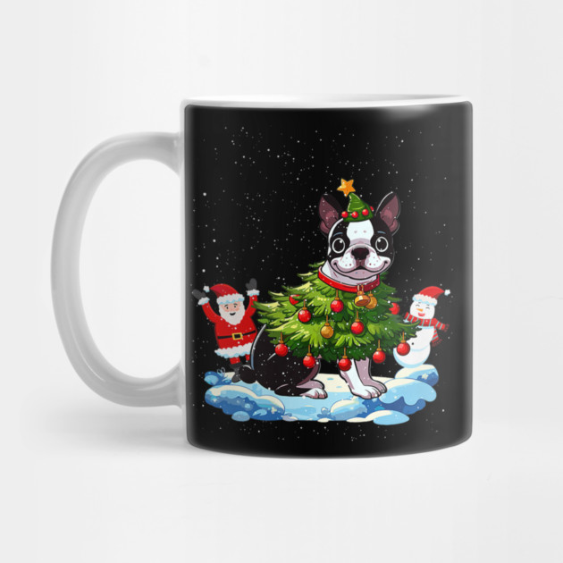 Boston Terrier Merry Christmas Tree Lights Dog by yangho