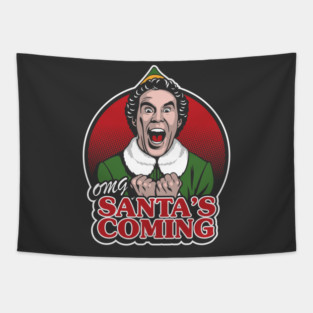 OMG Santa's Coming Tapestry
