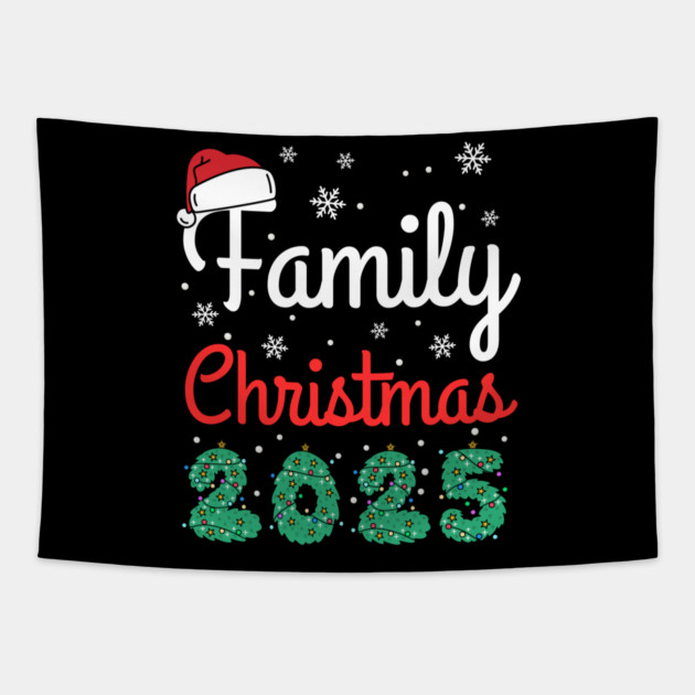 Family Christmas 2025 Tapestry by Creatifly Graphic Tees