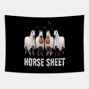 Horse Sheet Ghost Halloween Spooky Season Tapestry