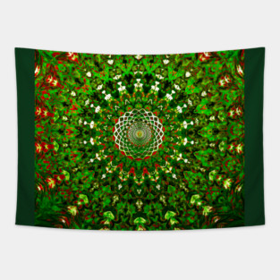 Christmas Tie Dye Cannabis Green Tapestry