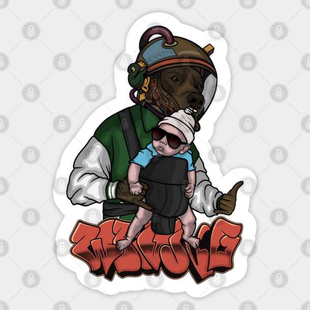 Crazy Dog with baby Sticker by Wrong