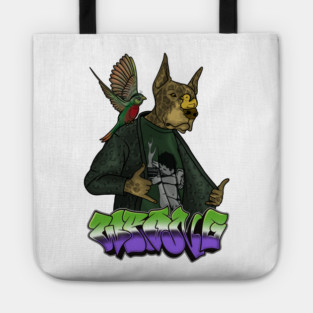 Crazy Dog with Bird & Duck Tote