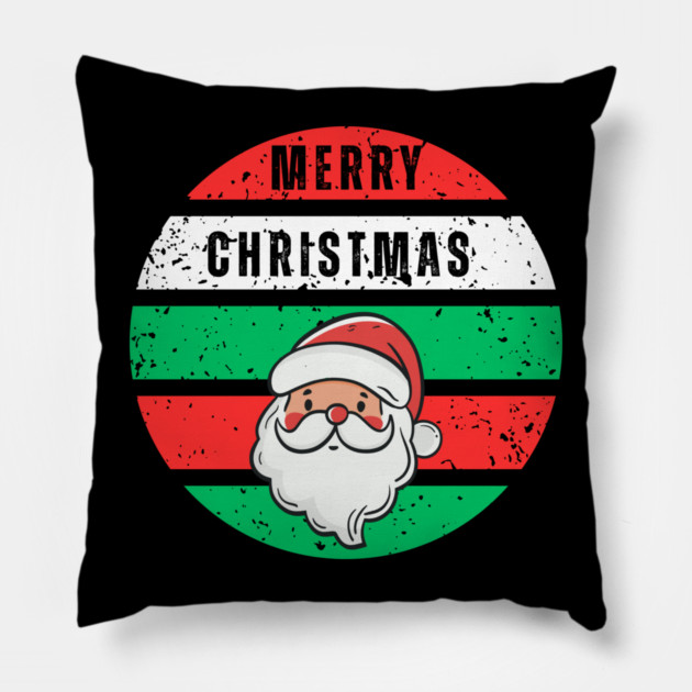 Merry Christmas Santa Face Pillow by Creatifly Graphic Tees