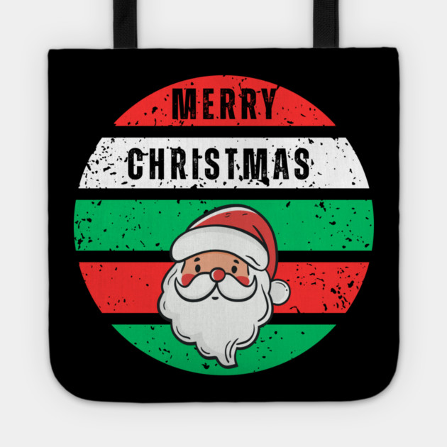 Merry Christmas Santa Face Tote by Creatifly Graphic Tees