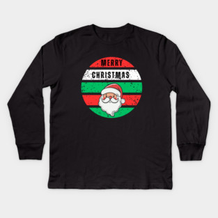 Merry Christmas Santa Face Kids Long Sleeve T-Shirt