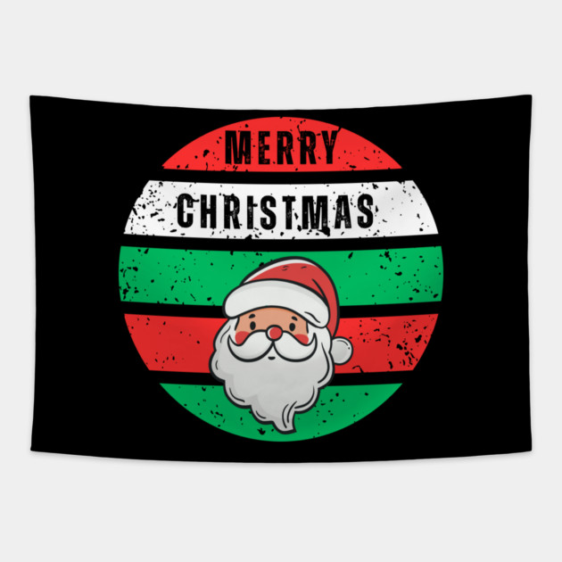 Merry Christmas Santa Face Tapestry by Creatifly Graphic Tees