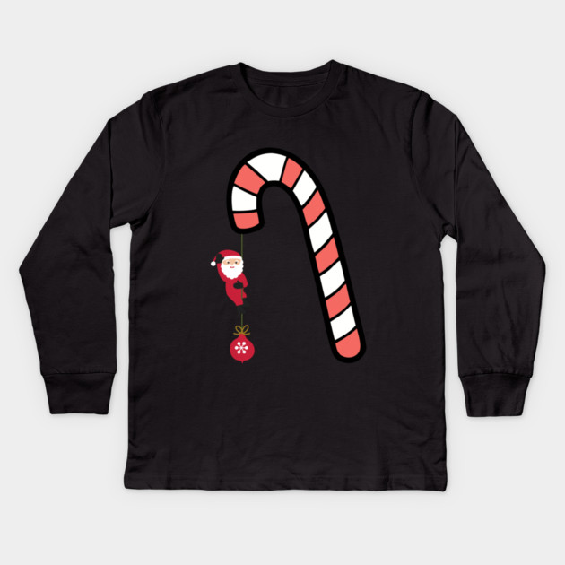 Santa on Candy Cane Adventure Kids Long Sleeve T-Shirt by Creatifly Graphic Tees