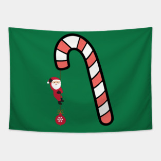 Santa on Candy Cane Adventure Tapestry