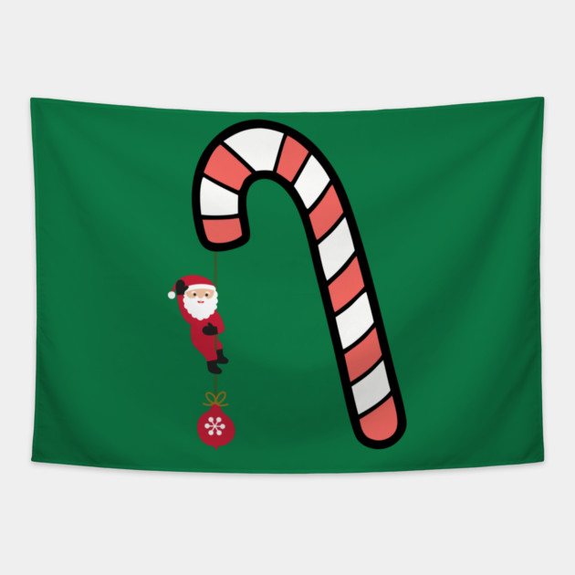 Santa on Candy Cane Adventure Tapestry by Creatifly Graphic Tees
