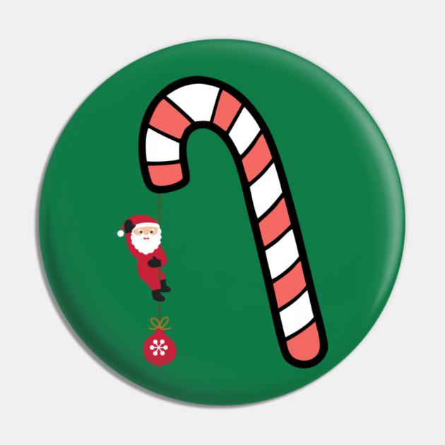 Santa on Candy Cane Adventure Pin by Creatifly Graphic Tees