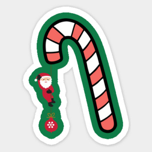 Santa on Candy Cane Adventure Sticker